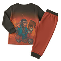 Italian Brainrot Meme Christmas Pajama Set Chaotic Chimp Mobster Vespa Ride - Wonder Print Shop