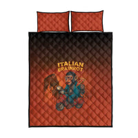 Italian Brainrot Meme Quilt Bed Set Chaotic Chimp Mobster Vespa Ride - Wonder Print Shop