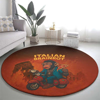 Italian Brainrot Meme Round Carpet Chaotic Chimp Mobster Vespa Ride - Wonder Print Shop