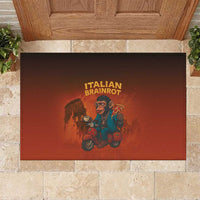 Italian Brainrot Meme Rubber Doormat Chaotic Chimp Mobster Vespa Ride - Wonder Print Shop