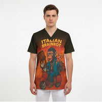 Italian Brainrot Meme Scrub Top Chaotic Chimp Mobster Vespa Ride - Wonder Print Shop