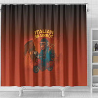 Italian Brainrot Meme Shower Curtain Chaotic Chimp Mobster Vespa Ride - Wonder Print Shop