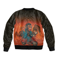 Italian Brainrot Meme Sleeve Zip Bomber Jacket Chaotic Chimp Mobster Vespa Ride - Wonder Print Shop