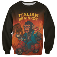 Italian Brainrot Meme Sweatshirt Chaotic Chimp Mobster Vespa Ride - Wonder Print Shop