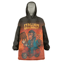 Italian Brainrot Meme Wearable Blanket Hoodie Chaotic Chimp Mobster Vespa Ride - Wonder Print Shop