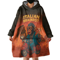 Italian Brainrot Meme Wearable Blanket Hoodie Chaotic Chimp Mobster Vespa Ride - Wonder Print Shop