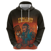 Italian Brainrot Meme Zip Hoodie Chaotic Chimp Mobster Vespa Ride - Wonder Print Shop
