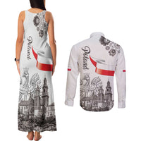 Poland Eagle Heritage Couples Matching Tank Maxi Dress and Long Sleeve Button Shirt Wawel Castle Polish Wycinanki Folk Pattern - Wonder Print Shop