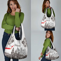 Poland Eagle Heritage Grocery Bag Wawel Castle Polish Wycinanki Folk Pattern - Wonder Print Shop