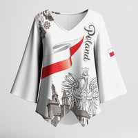 Poland Eagle Heritage Kimono Sleeve Blouse Wawel Castle Polish Wycinanki Folk Pattern - Wonder Print Shop
