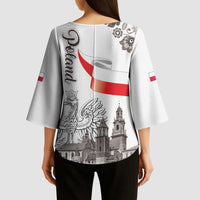 Poland Eagle Heritage Kimono Sleeve Blouse Wawel Castle Polish Wycinanki Folk Pattern - Wonder Print Shop