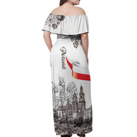 Poland Eagle Heritage Off Shoulder Maxi Dress Wawel Castle Polish Wycinanki Folk Pattern - Wonder Print Shop