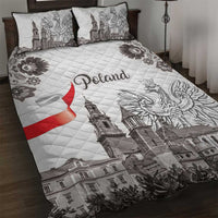 Poland Eagle Heritage Quilt Bed Set Wawel Castle Polish Wycinanki Folk Pattern - Wonder Print Shop