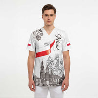 Poland Eagle Heritage Scrub Top Wawel Castle Polish Wycinanki Folk Pattern - Wonder Print Shop