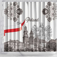 Poland Eagle Heritage Shower Curtain Wawel Castle Polish Wycinanki Folk Pattern - Wonder Print Shop