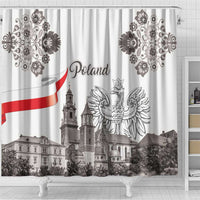 Poland Eagle Heritage Shower Curtain Wawel Castle Polish Wycinanki Folk Pattern - Wonder Print Shop