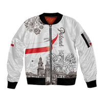 Poland Eagle Heritage Sleeve Zip Bomber Jacket Wawel Castle Polish Wycinanki Folk Pattern - Wonder Print Shop