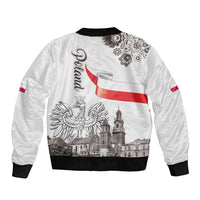 Poland Eagle Heritage Sleeve Zip Bomber Jacket Wawel Castle Polish Wycinanki Folk Pattern - Wonder Print Shop