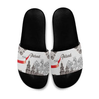 Poland Eagle Heritage Slide Sandals Wawel Castle Polish Wycinanki Folk Pattern - Wonder Print Shop