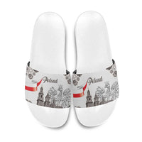 Poland Eagle Heritage Slide Sandals Wawel Castle Polish Wycinanki Folk Pattern - Wonder Print Shop