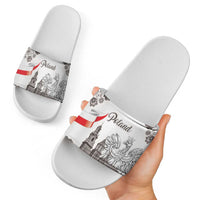 Poland Eagle Heritage Slide Sandals Wawel Castle Polish Wycinanki Folk Pattern - Wonder Print Shop