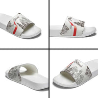 Poland Eagle Heritage Slide Sandals Wawel Castle Polish Wycinanki Folk Pattern - Wonder Print Shop