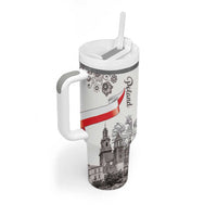 Poland Eagle Heritage Tumbler With Handle Wawel Castle Polish Wycinanki Folk Pattern - Wonder Print Shop