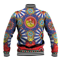 Carretto Siciliano Folk Art Baseball Jacket Trinacria Symbol Italian Pattern