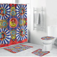 Carretto Siciliano Folk Art Bathroom Set Trinacria Symbol Italian Pattern