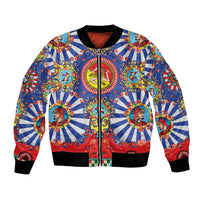 Carretto Siciliano Folk Art Bomber Jacket Trinacria Symbol Italian Pattern