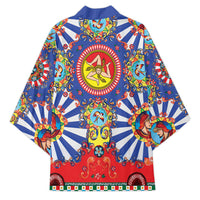 Carretto Siciliano Folk Art Kimono Trinacria Symbol Italian Pattern