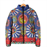 Carretto Siciliano Folk Art Padded Jacket Trinacria Symbol Italian Pattern