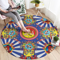Carretto Siciliano Folk Art Round Carpet Trinacria Symbol Italian Pattern