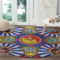Carretto Siciliano Folk Art Round Carpet Trinacria Symbol Italian Pattern