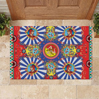 Carretto Siciliano Folk Art Rubber Doormat Trinacria Symbol Italian Pattern