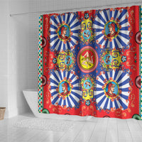Carretto Siciliano Folk Art Shower Curtain Trinacria Symbol Italian Pattern