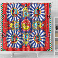 Carretto Siciliano Folk Art Shower Curtain Trinacria Symbol Italian Pattern