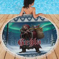 Iceland Christmas Beach Blanket Icelandic Gryla Evil Mother of Yule Lads - Wonder Print Shop