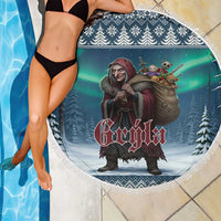 Iceland Christmas Beach Blanket Icelandic Gryla Evil Mother of Yule Lads - Wonder Print Shop