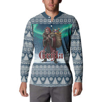 Iceland Christmas Button Sweatshirt Icelandic Gryla Evil Mother of Yule Lads LT19