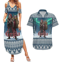 Iceland Christmas Couples Matching Summer Maxi Dress and Hawaiian Shirt Icelandic Gryla Evil Mother of Yule Lads LT19