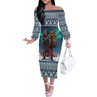 Iceland Christmas Family Matching Off The Shoulder Long Sleeve Dress and Hawaiian Shirt Icelandic Gryla Evil Mother of Yule Lads LT19