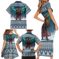 Iceland Christmas Family Matching Short Sleeve Bodycon Dress and Hawaiian Shirt Icelandic Gryla Evil Mother of Yule Lads LT19