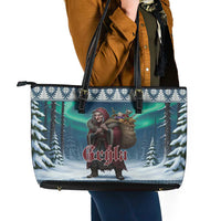 Iceland Christmas Leather Tote Bag Icelandic Gryla Evil Mother of Yule Lads - Wonder Print Shop