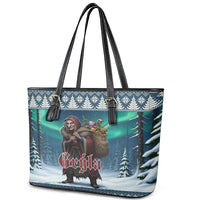Iceland Christmas Leather Tote Bag Icelandic Gryla Evil Mother of Yule Lads - Wonder Print Shop