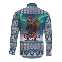 Iceland Christmas Long Sleeve Button Shirt Icelandic Gryla Evil Mother of Yule Lads LT19