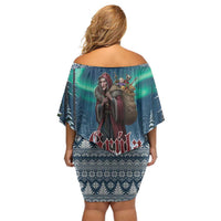 Iceland Christmas Off Shoulder Short Dress Icelandic Gryla Evil Mother of Yule Lads LT19