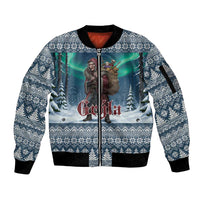 Iceland Christmas Sleeve Zip Bomber Jacket Icelandic Gryla Evil Mother of Yule Lads LT19
