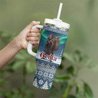 Iceland Christmas Tumbler With Handle Icelandic Gryla Evil Mother of Yule Lads - Wonder Print Shop