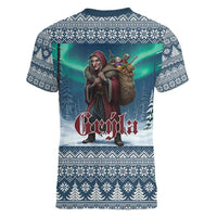 Iceland Christmas Women V-Neck T-Shirt Icelandic Gryla Evil Mother of Yule Lads LT19